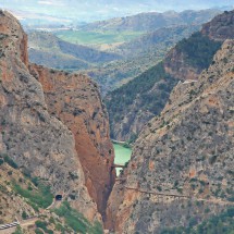 The southern part of the gorge of Caminito del Rey seen from the viewpoint Mirador de las Buitreras